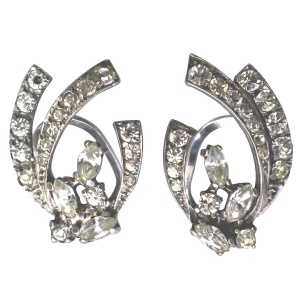 A vintage quality 925 solid silver & diamante Earrings - gift boxed 6g C.20thC