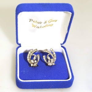 A vintage quality 925 solid silver & diamante Earrings - gift boxed 6g C.20thC