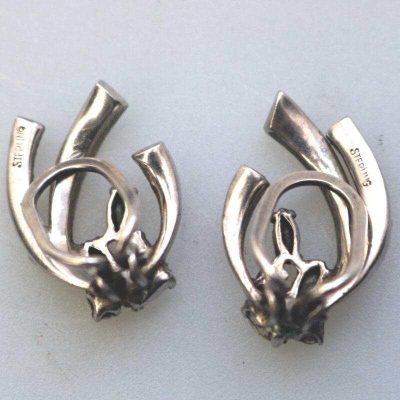 A vintage quality 925 solid silver & diamante Earrings - gift boxed 6g C.20thC