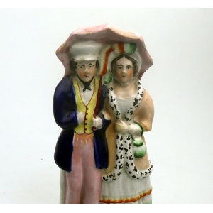 A very charming antique Staffordshire pottery Parasol Couple Figurine C.1850
