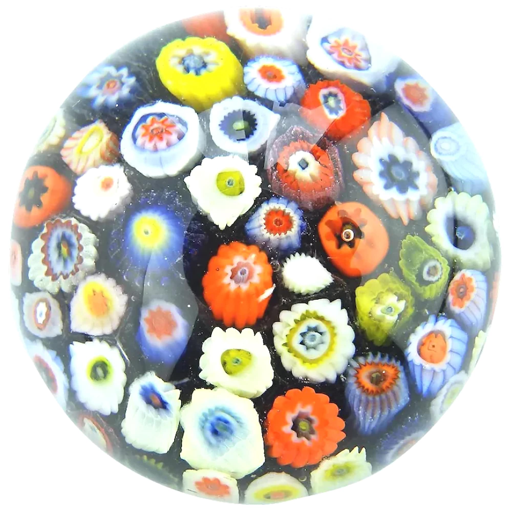 Mid-century Strathearn Scottish glass multi millefiori cane Paperweight C.1970's