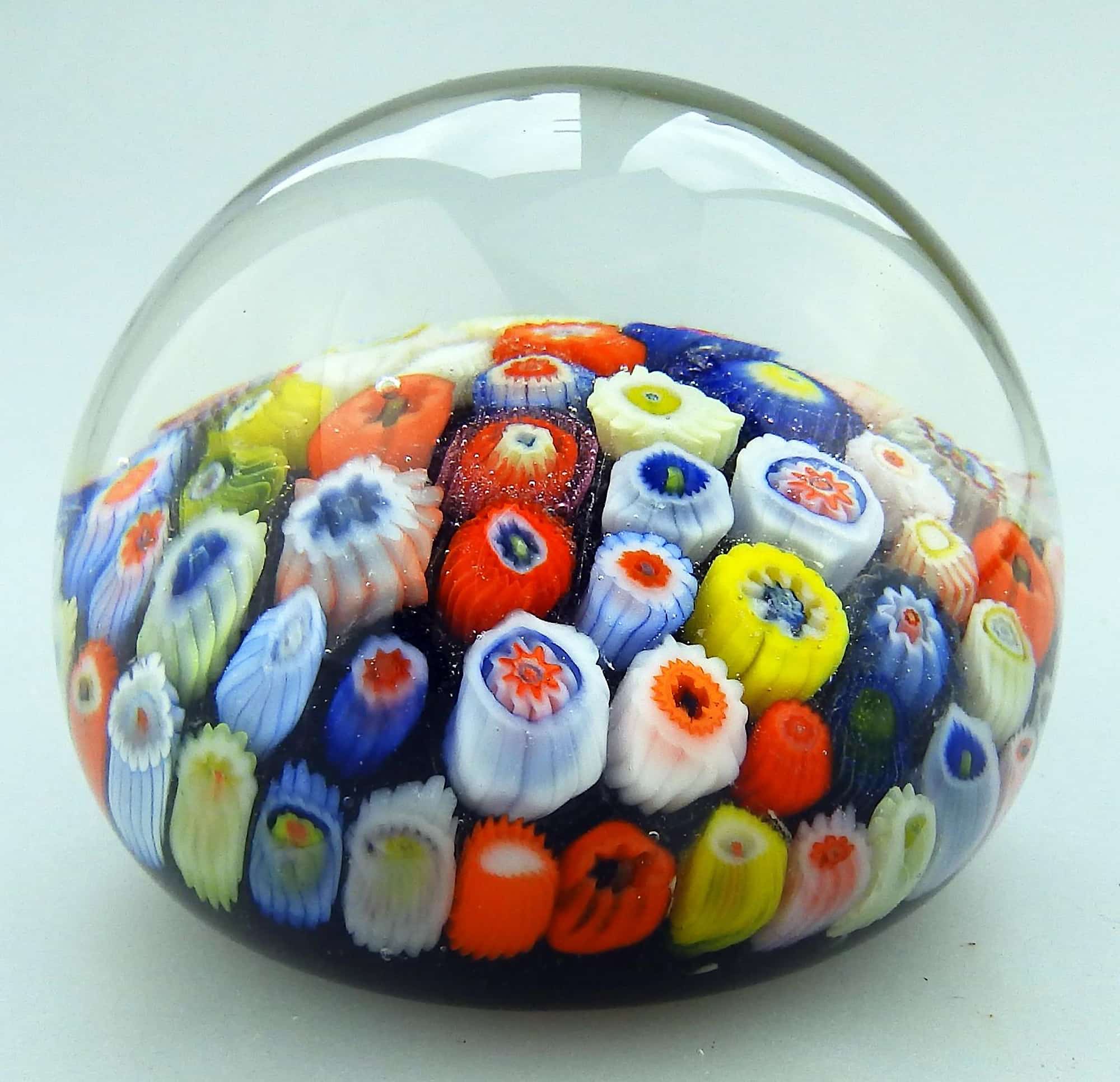 Mid-century Strathearn Scottish glass multi millefiori cane Paperweight C.1970's