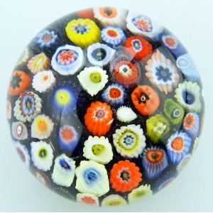 Mid-century Strathearn Scottish glass multi millefiori cane Paperweight C.1970's