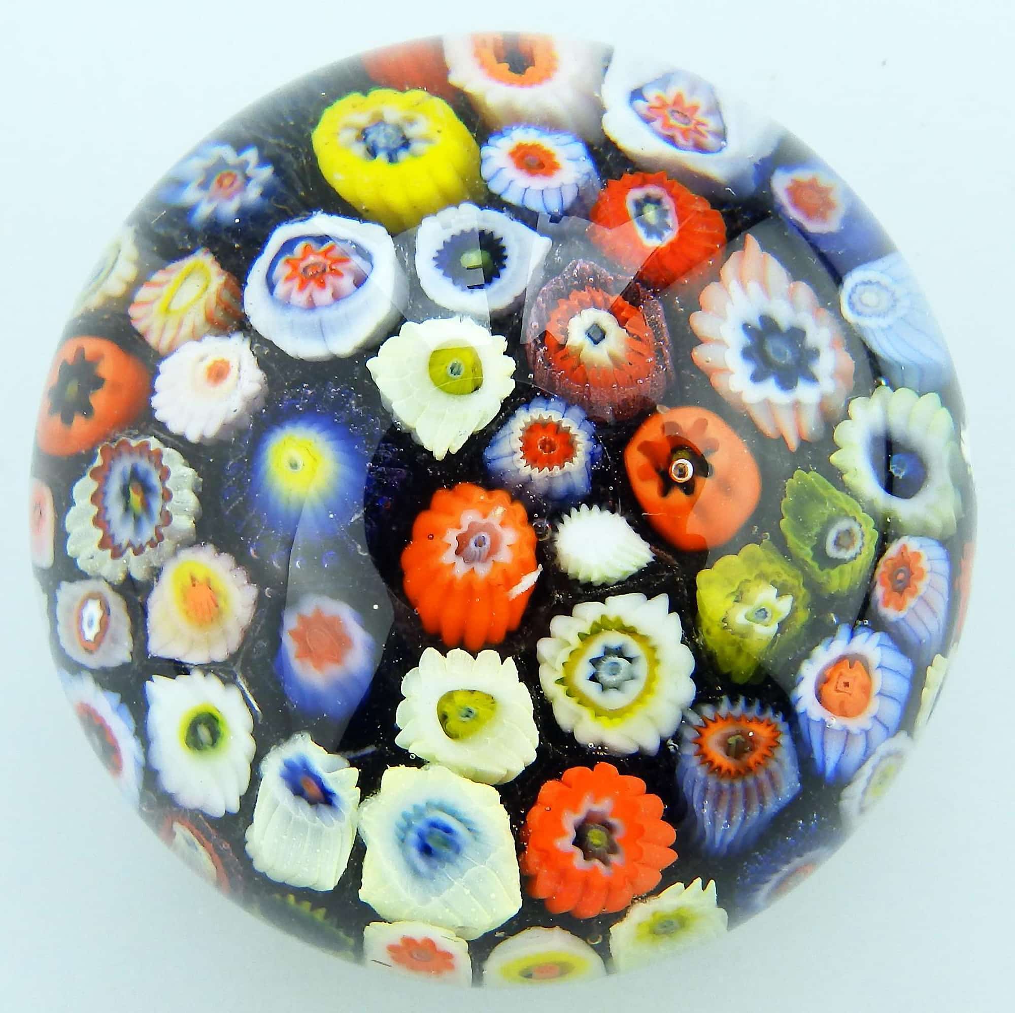 Mid-century Strathearn Scottish glass multi millefiori cane Paperweight C.1970's