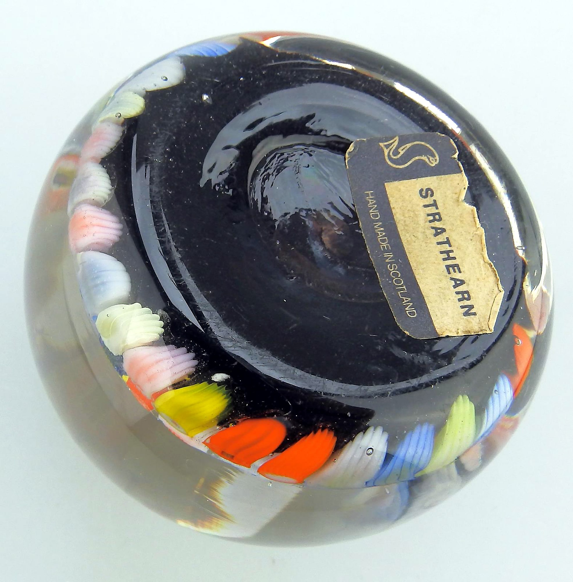 Mid-century Strathearn Scottish glass multi millefiori cane Paperweight C.1970's