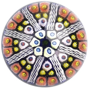 Mid-century Strathearn Scottish glass wheel millefiori cane Paperweight C.1970's