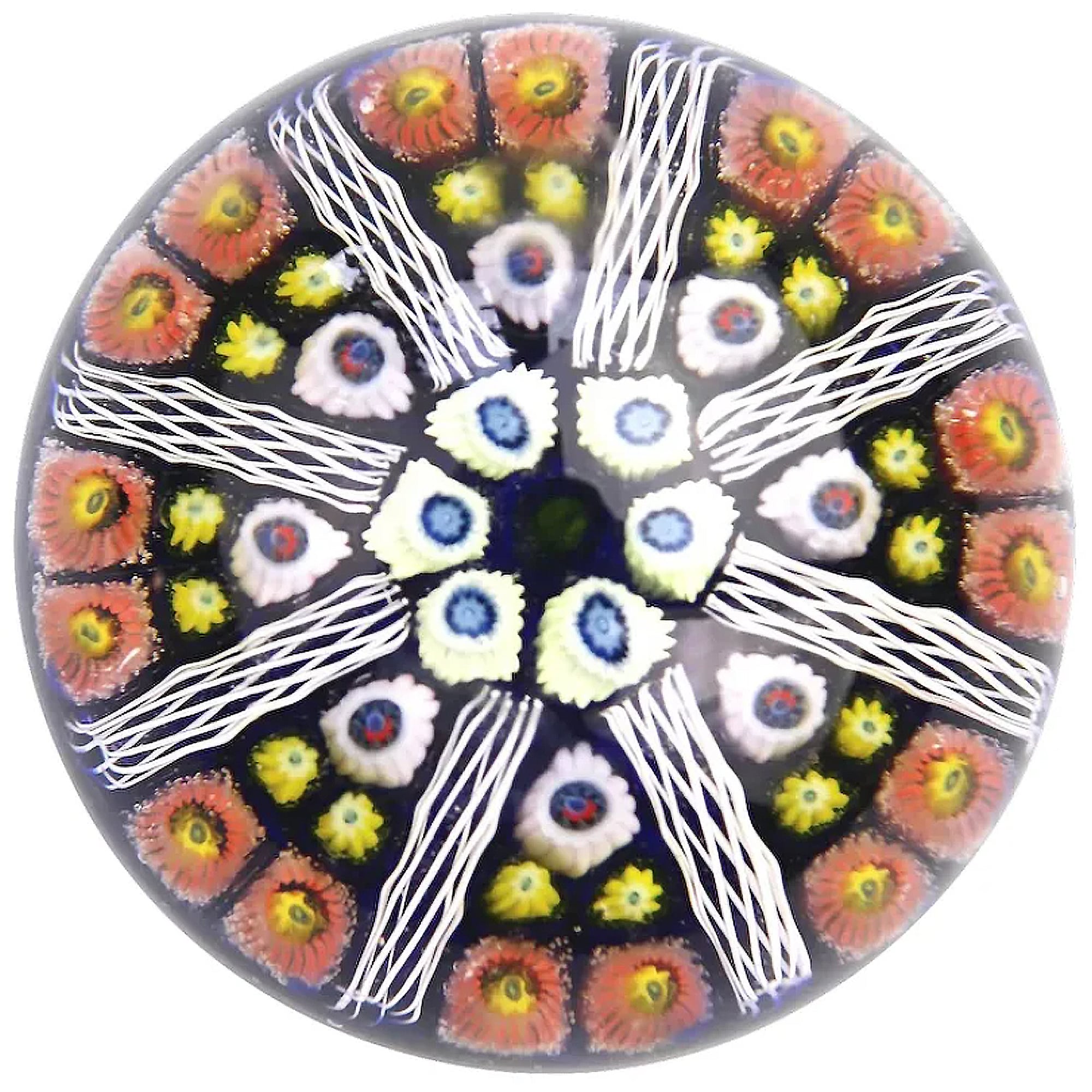 Mid-century Strathearn Scottish glass wheel millefiori cane Paperweight C.1970's