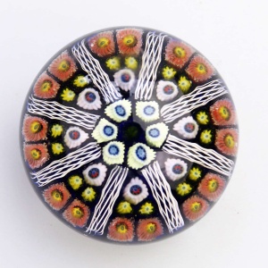 Mid-century Strathearn Scottish glass wheel millefiori cane Paperweight C.1970's