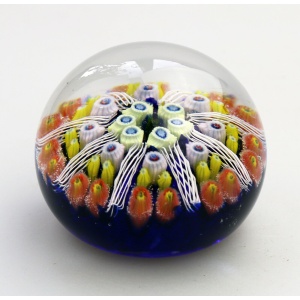 Mid-century Strathearn Scottish glass wheel millefiori cane Paperweight C.1970's