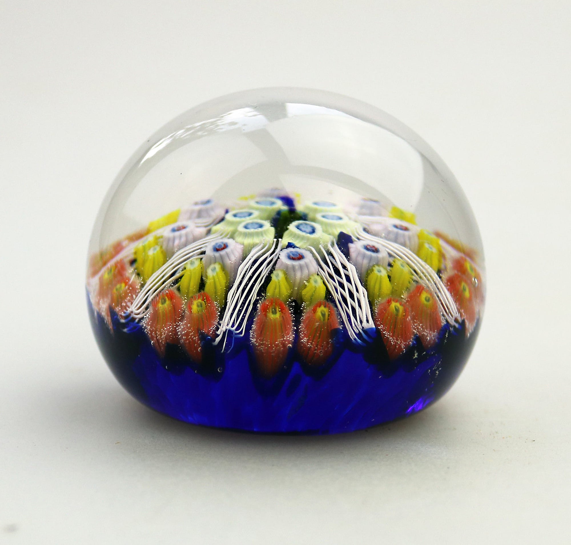 Mid-century Strathearn Scottish glass wheel millefiori cane Paperweight C.1970's