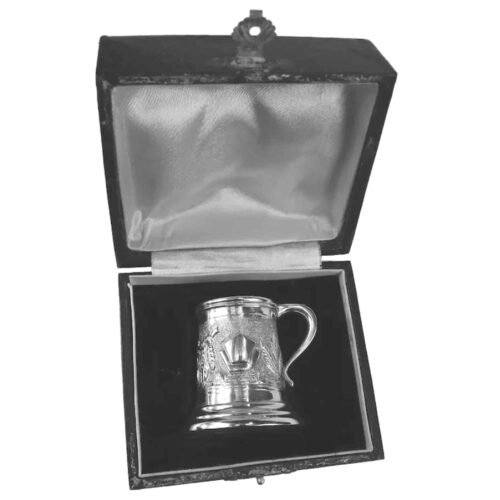 An unusual vintage sterling solid silver presentation Miniature Tankard C.20thC