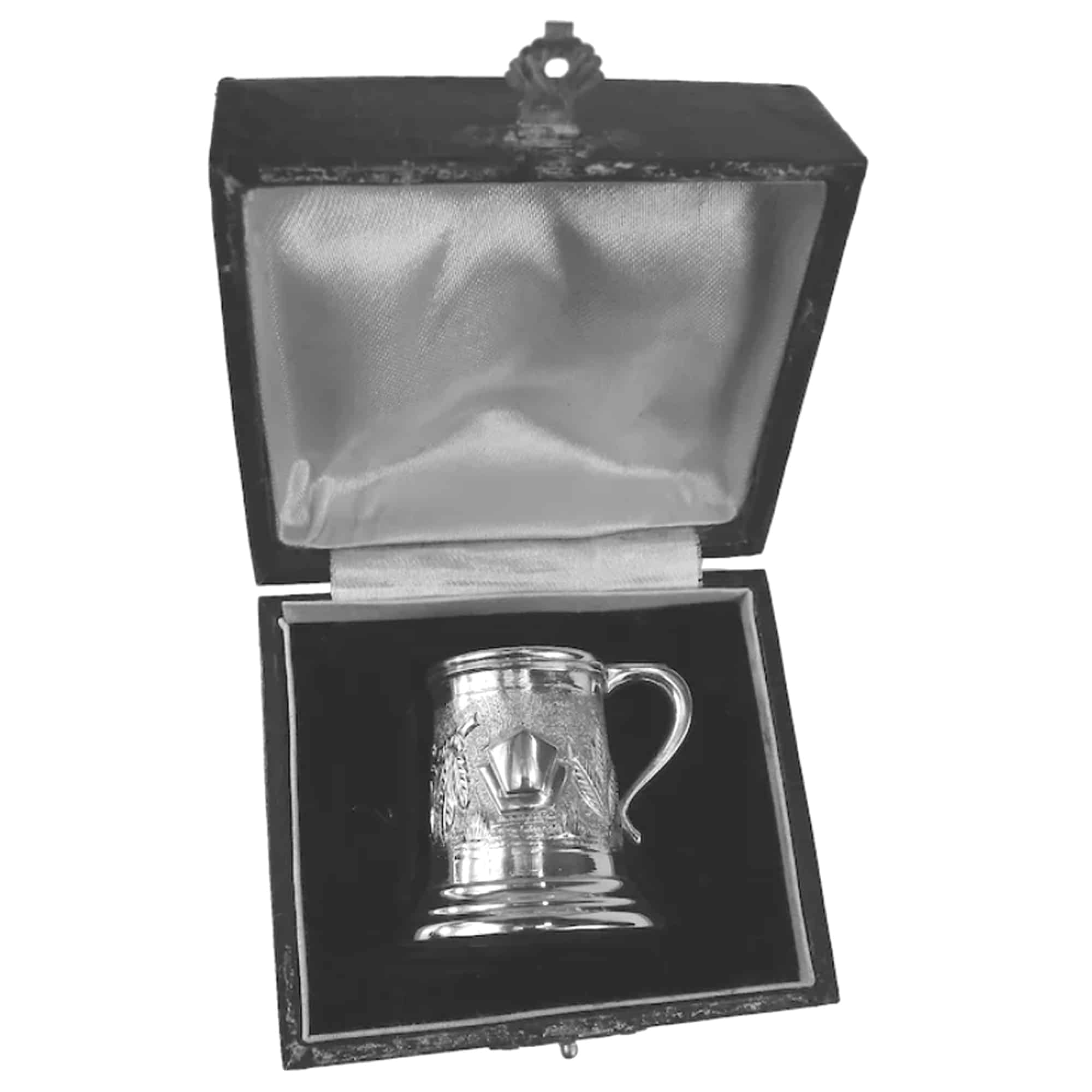 An unusual vintage sterling solid silver presentation Miniature Tankard C.20thC