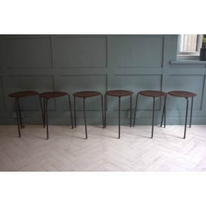 Mid-Century Arne Jacobsen Fritz Hansen Teak Stacking Stools x 2
