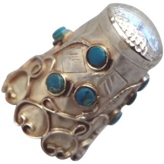 An unusual vintage 925 solid silver & stone handmade Thimble C.20thC