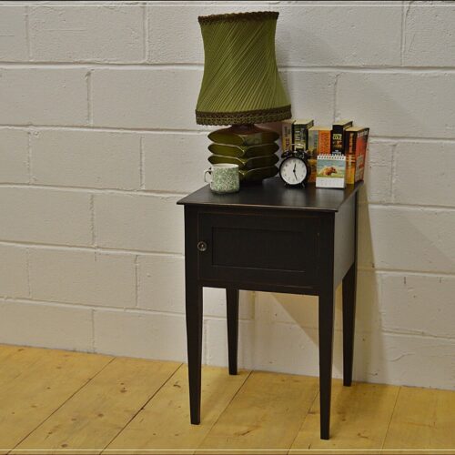 vintage bedside cabinet cupboard side table wash stand solid wood black DELIVERY