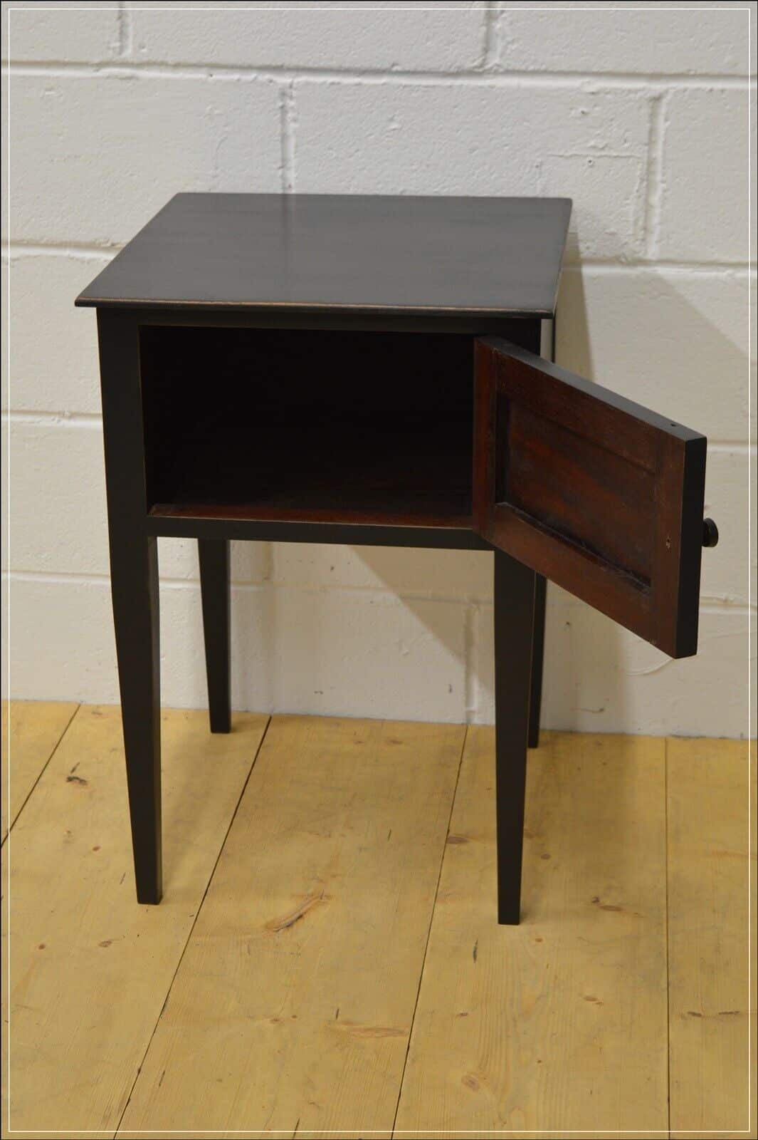 vintage bedside cabinet cupboard side table wash stand solid wood black DELIVERY