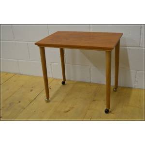 Vintage coffee table side table Teak On Castors Mid Century Danish Design