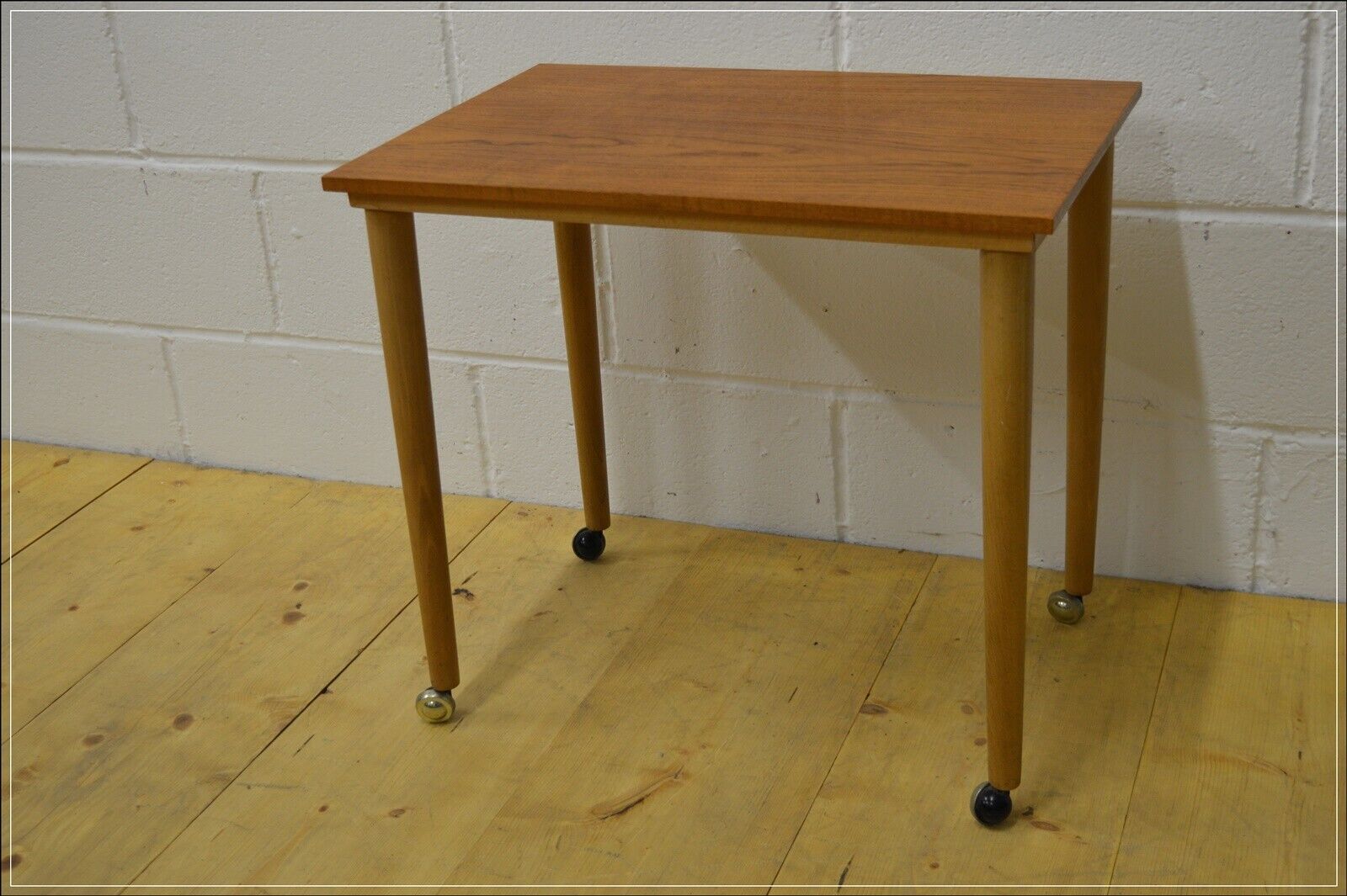 Vintage coffee table side table Teak On Castors Mid Century Danish Design