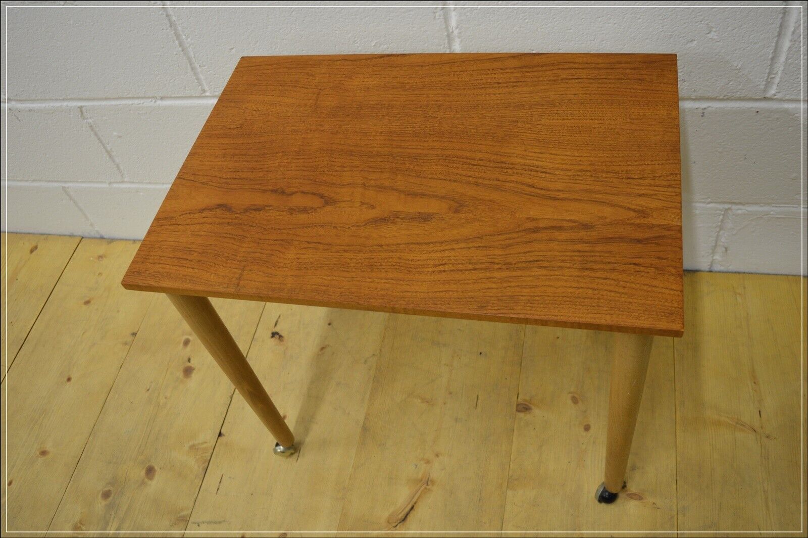 Vintage coffee table side table Teak On Castors Mid Century Danish Design