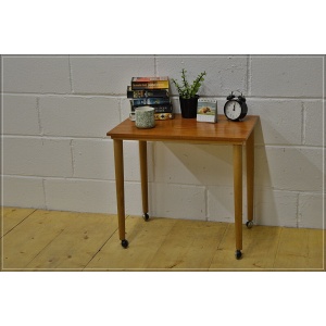 Vintage coffee table side table Teak On Castors Mid Century Danish Design