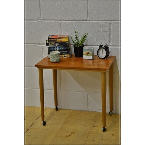 Vintage coffee table side table Teak On Castors Mid Century Danish Design