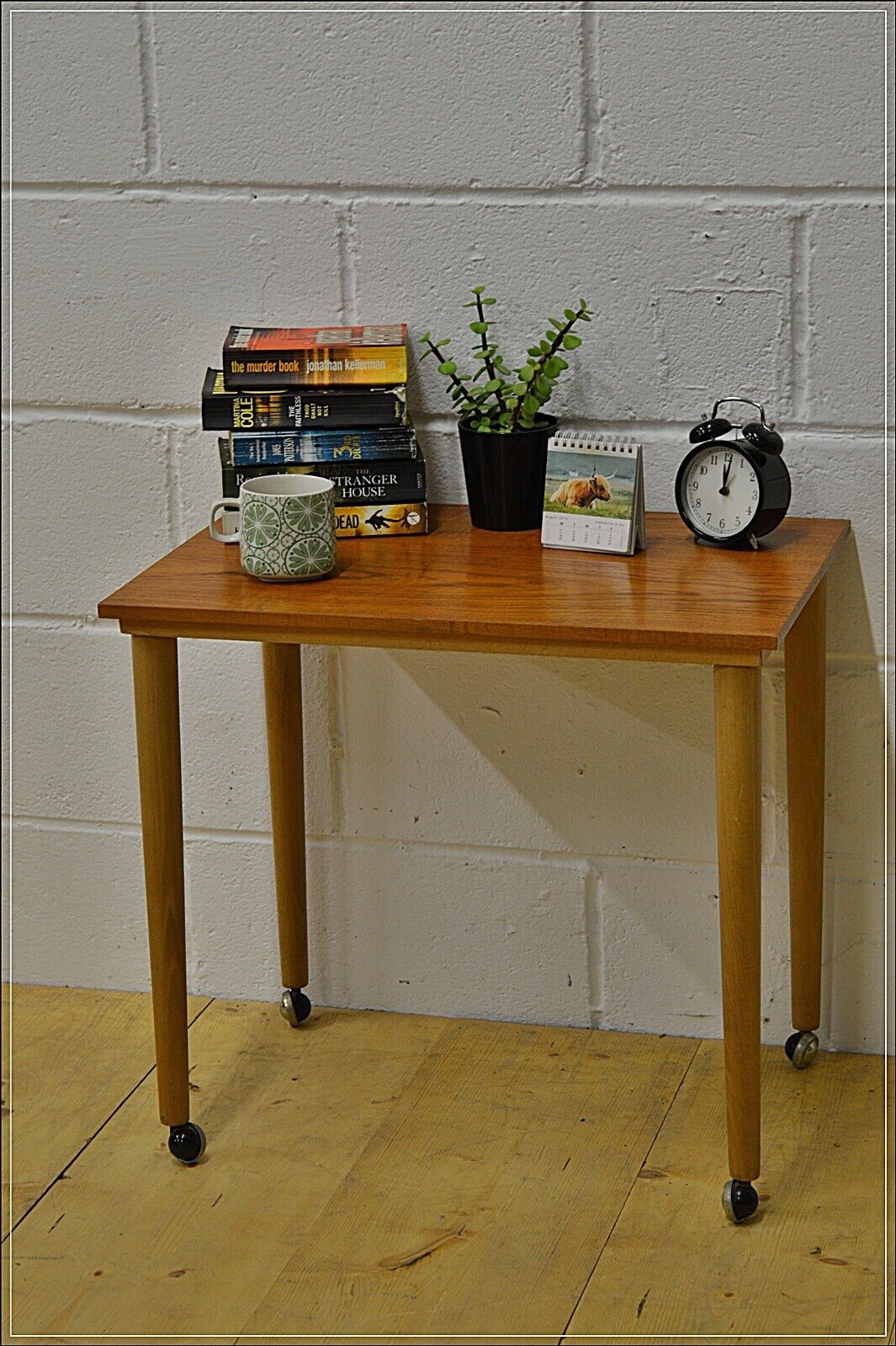 Vintage coffee table side table Teak On Castors Mid Century Danish Design