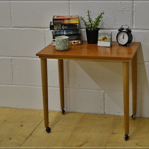 Vintage coffee table side table Teak On Castors Mid Century Danish Design