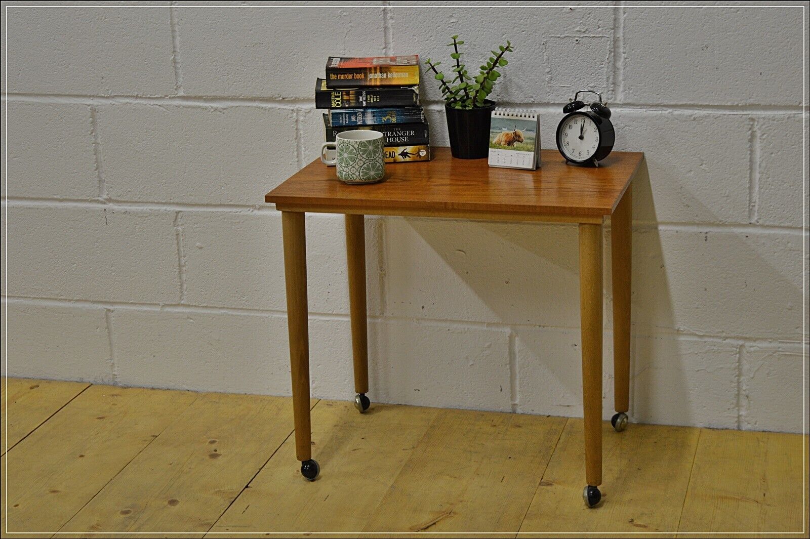 Vintage coffee table side table Teak On Castors Mid Century Danish Design