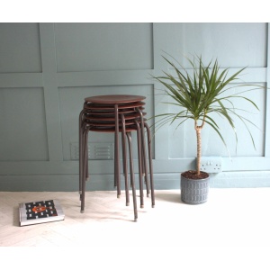 Mid-Century Arne Jacobsen Fritz Hansen Teak Stacking Stools x 2