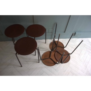 Mid-Century Arne Jacobsen Fritz Hansen Teak Stacking Stools x 2