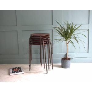 Mid-Century Arne Jacobsen Fritz Hansen Teak Stacking Stools x 2