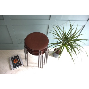 Mid-Century Arne Jacobsen Fritz Hansen Teak Stacking Stools x 2