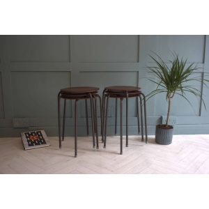 Mid-Century Arne Jacobsen Fritz Hansen Teak Stacking Stools x 2