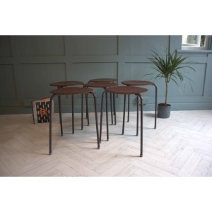 Mid-Century Arne Jacobsen Fritz Hansen Teak Stacking Stools x 2