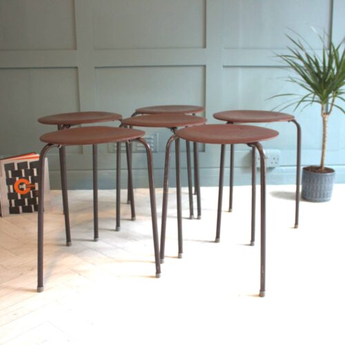 Mid-Century Arne Jacobsen Fritz Hansen Teak Stacking Stools x 2