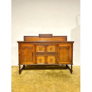 Vintage Oak Sideboard with Gallery Back