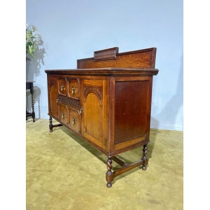 Vintage Oak Sideboard with Gallery Back