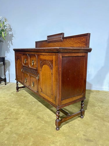 Vintage Oak Sideboard with Gallery Back