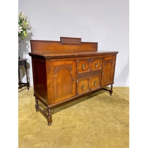 Vintage Oak Sideboard with Gallery Back