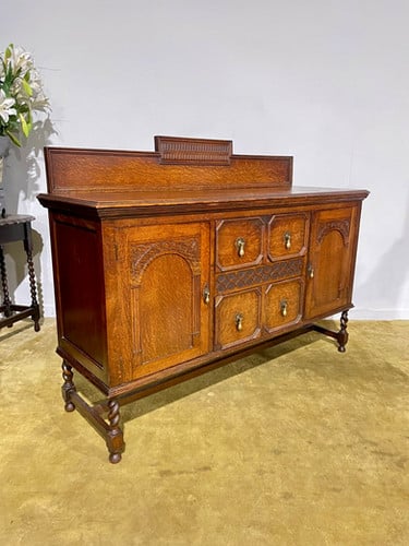 Vintage Oak Sideboard with Gallery Back