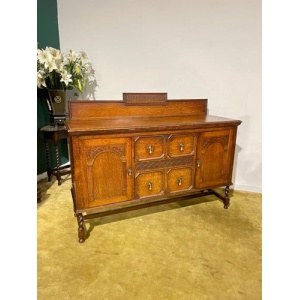Vintage Oak Sideboard with Gallery Back