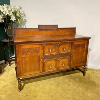 Vintage Oak Sideboard with Gallery Back