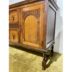 Vintage Oak Sideboard with Gallery Back