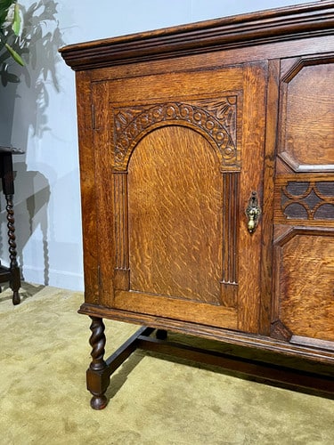 Vintage Oak Sideboard with Gallery Back