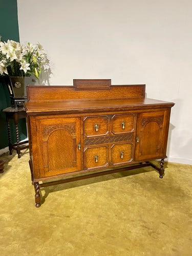 Vintage Oak Sideboard with Gallery Back
