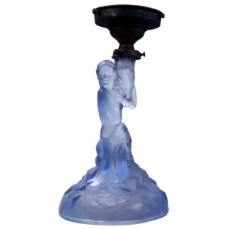An Art Deco maiden art glass Walther & Sohne blue Figural Table Lamp C.1930's