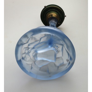 An Art Deco maiden art glass Walther & Sohne blue Figural Table Lamp C.1930's