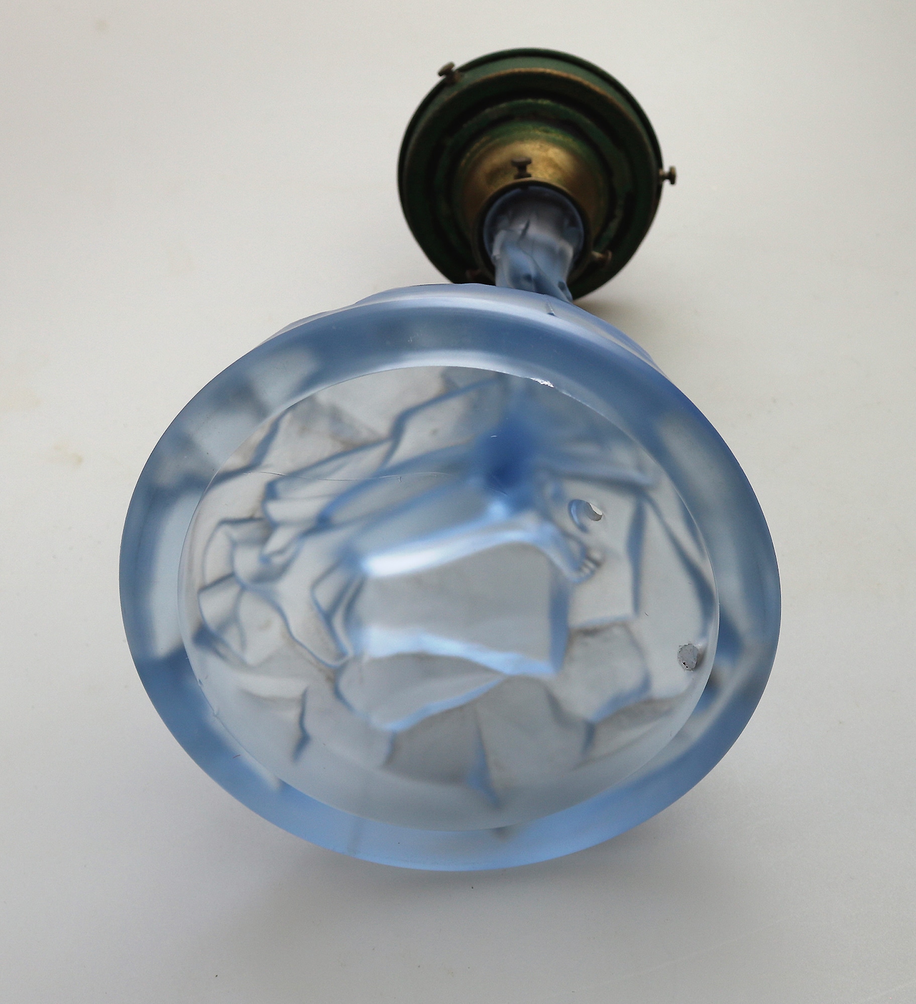 An Art Deco maiden art glass Walther & Sohne blue Figural Table Lamp C.1930's