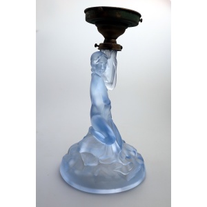 An Art Deco maiden art glass Walther & Sohne blue Figural Table Lamp C.1930's