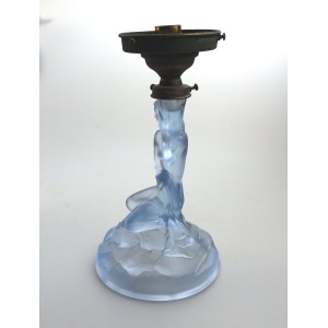 An Art Deco maiden art glass Walther & Sohne blue Figural Table Lamp C.1930's